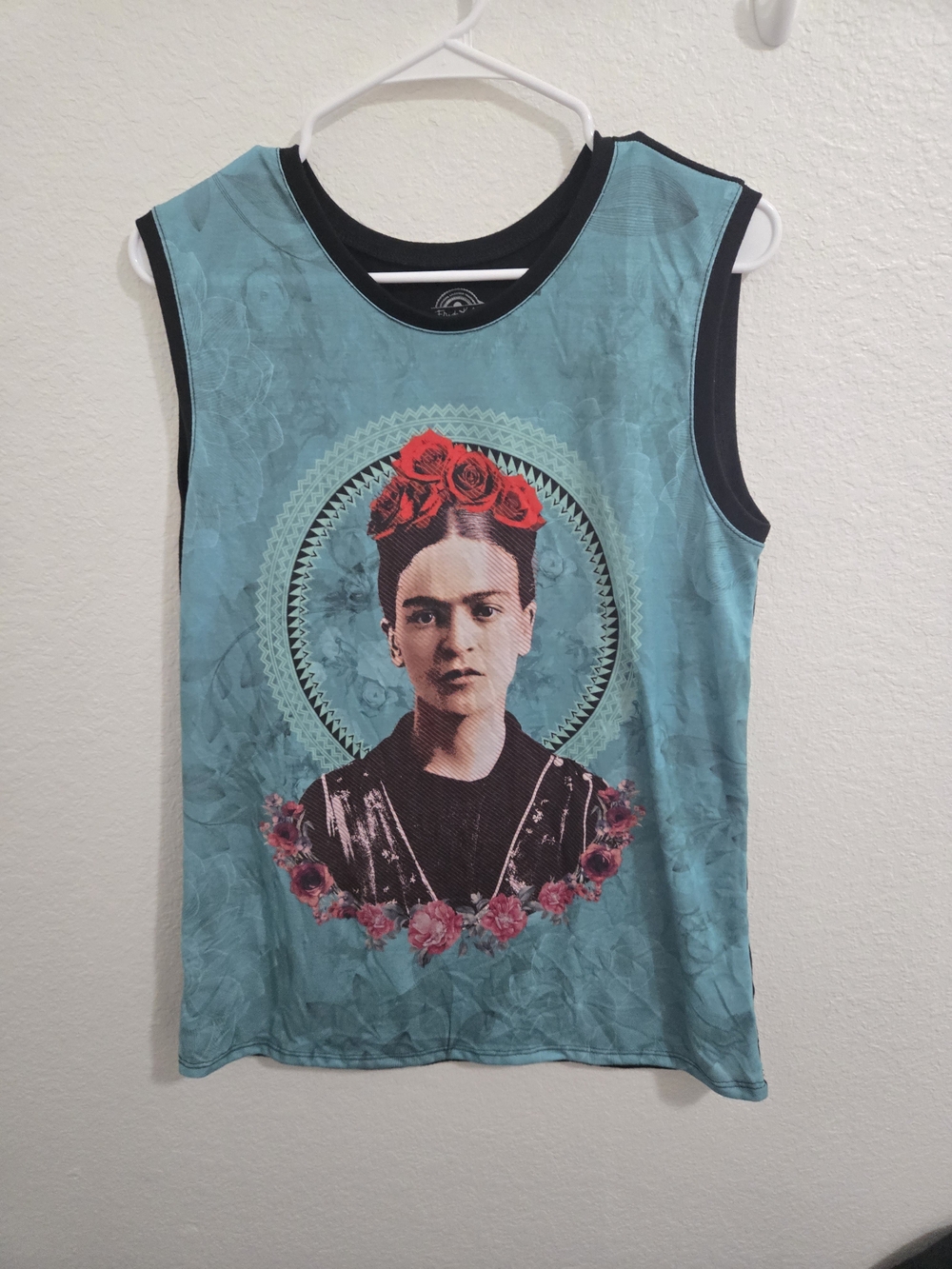 Frida Kahlo Blue Women’s Tank Top with Floral Accent